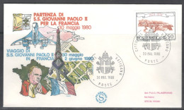 Vatican City.   The Visit Of Pope John Paul II To France.   Special Cancellation On Special Souvenir Cover. - Brieven En Documenten