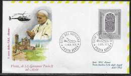 Vatican City.   Pastoral Visit Of Pope John Paul II To Assisi.  Special Cancellation On Special Souvenir Cover. - Lettres & Documents