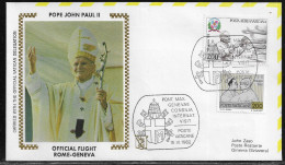 Vatican City.   Pastoral Visit Of Pope John Paul II To Geneva. Official Flight.  Special Cancellation On Special Cover - Cartas & Documentos