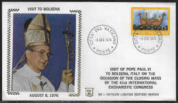 Vatican City. Visit Of The Pope Paul VI To Bolsena, Italy On The Occasion Of The 41th International Eucharistic Congress - Covers & Documents