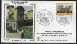 Vatican City.   40th Anniversary Of The Reorganization Of The Pontifical   Academy Of Science.  Special Cancellation - Covers & Documents