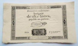 Assignat De Dix, 10 Livres Série 15219. An I De La République. Loi Du 24 Octobre 1792 - Assegnati