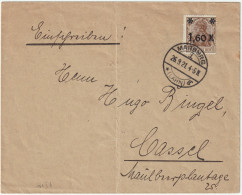 ALLEMAGNE / GERMANY - 1921 - Mi.154.Ia Seul Sur Lettre / Single On Cover From Margburg To Cassel - Cartas & Documentos