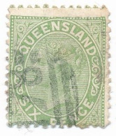 Queensland SIX PENCE - Green - Used Stamps