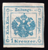 Austria, 1853-57  Y&T. 1b, II. 1 K. Azul, [con Filigrana.] - Zeitungsmarken