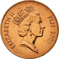 Monnaie, Fiji, Elizabeth II, 2 Cents, 2001, SUP, Copper Plated Zinc, KM:50a - Fidji