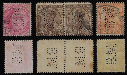 India 4 Stamp With Perfin B.M. By Bank Of Madras From Madras E Other Cities Lochung Perfore - Autres & Non Classés
