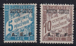 CONGO FRANCAIS 1928 - Canceled - YT 1, 2 - Timbres Taxe - Usati