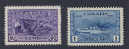 Canada WW2 Munitions Factory & Destroyer Ship MH VF Stamps: #261-50c #262-$1.00 - Ongebruikt