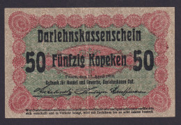 Geldschein Banknote Besatzung I.WK Posen 458 D 50 Kopeken 17.4.1916 - I- II. - 1. WK
