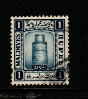 Maldives Cat 19 1933 Minirat Juma Mosque  1R Dark Blue,used - Maldivas (...-1965)