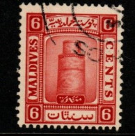 Maldives Cat 15 1933 Minirat Juma Mosque 6c Red,used - Maldives (...-1965)