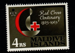 Maldives Cat 128 1963 100th Anniversary Red Cross 4R Brownish Olive Red, Mint Hinged - Maldiven (...-1965)