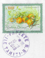 POLYNESIE FRANCAISE PAPEETE ILE TAHITI, CACHET MANUEL TIMBRE SENTEUR ORANGE SEUL SUR LETTRE, VOIR LES SCANNERS - Cartas & Documentos