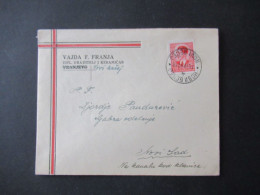 Jugoslawien 1940 Freimarken König Peter II. Mi.Nr.396 EF Dekorativer Umschlag Vajda F. Franja Vranjevo Durchgestrichen - Storia Postale