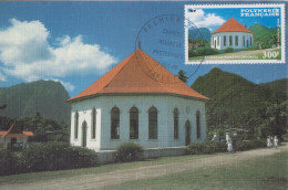 Carte  Maximum  1er  Jour   POLYNESIE     Edifice   Religieux   Protestant   :   Temple   De   PAPETOAI   1986 - Tarjetas – Máxima