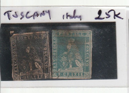 Italy Tuscany 1850-60 2 Different Stamps 1 Is Poor Condition Both Are Used (71) - Toscana