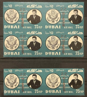 1964 Dubai, 1st Death Anniv Of President Kennedy, Imperf, Block Of 4 And A Pair, MNH, VF - Dubai
