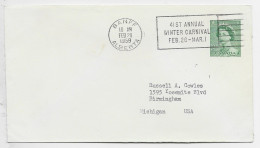 CANADA 2 CENTS ENTIER COVER MECANIQUE 41 ST ANNULA WINTER BANFF ALBERTA FEB 26 1959 TO USA - 1953-.... Elizabeth II