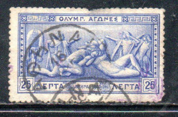 GREECE GRECIA ELLAS 1906 GREEK SPECIAL OLYMPIC GAMES ATHENS STRUGGLE OF HERCULES AND ANTEUS 25l USED USATO OBLITERE' - Gebraucht