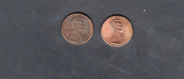 USA - Lot 2 Pièces 1 Cent Lincoln Memorial Penny 1999/99D   KM.201a - 1959-…: Lincoln, Memorial Reverse