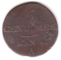 DUPRE - 5 Centimes  L'An 4 A - 1795-1799 Directoire (An IV – An VIII)