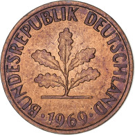 Monnaie, République Fédérale Allemande, Pfennig, 1969, Karlsruhe, SUP, Cuivre - 1 Pfennig