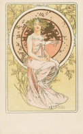 Alphonse MUCHA * CPA Illustrateur Alfons Mucha Art Nouveau Jugendstil * Femme Médaillon Dorures Fleurs - Mucha, Alphonse