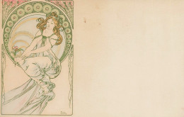 Alphonse MUCHA * CPA Illustrateur Alfons Mucha Art Nouveau Jugendstil * Femme Médaillon Fleurs * Saisons ? - Mucha, Alphonse