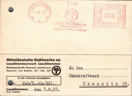 G9490 - Lauchhammer - Stahlwerke Firmenpost - Chemnitz Hilbersdorf - Freistempel Freistempler - Frankeermachines (EMA)