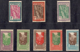 French Oceania  1929 Fautaua Falls, Tahiti And  Tahitian Youth Postage Due 8V MNH - Impuestos