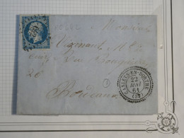 DH10 FRANCE BELLE LETTRE   1861 PETIT BUREAU CASTETS A BORDEAUX   + C.PERLé  N° 14 ++ AFF. INTERESSANT++ - 1849-1876: Période Classique