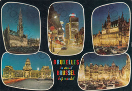 CARTOLINA  BRUXELLES,BELGIO-BRUXELLES LA NUIT-VIAGGIATA 1973 - Brüssel Bei Nacht