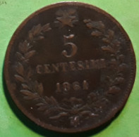 Monnaie Moneta Moneda Coin , Italia 5 Centesimi , M , Vittorio Emanuele II , 1861 - 1861-1878 : Victor Emmanuel II
