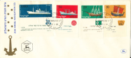 Israel FDC 27-1-1958 Complete Set Of 4 Ships With Full Tabs And Cachet - FDC