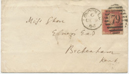 GB 1865, QV 1d Rose-red Pl.84 (LI) On Fine Cvr With Barred Duplex-cancel "LONDON-E.C / 79" (East Central District, Dubus - Storia Postale