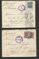 Russie 2 Lettres 1917 1918 Pour Argent Sur Sauldre Cher Avec Cachet De Contrôle - Cartas & Documentos