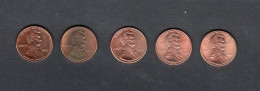USA - Lot 5 Pièces 1 Cent Lincoln Memorial Penny 2001/02/03/04D/07  KM.201a - 1959-…: Lincoln, Memorial Reverse