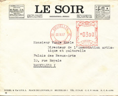 Belgium Cover With Meter Cancel Bruxelles 22-9-1967 (Le Soir) - Cartas & Documentos