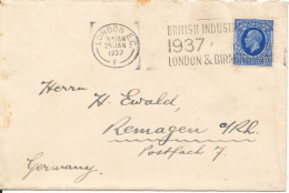 Great Britain Cover Sent To Germany London 25-1-1937 Single Franked (British Industries Fair London & Birmingham 1937) - Cartas & Documentos