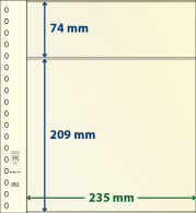 Paquet De 10 Feuilles Neutres Lindner-T 2 Bandes 209 Mm Et 74 Mm - Für Klemmbinder