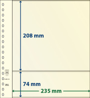 Paquet De 10 Feuilles Neutres Lindner-T 2 Bandes 74 Mm Et 208 Mm - Für Klemmbinder