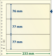 Paquet De 10 Feuilles Neutres Lindner-T 3 Bandes 77 Mm,77 Mm Et 76 Mm - Voor Bandjes