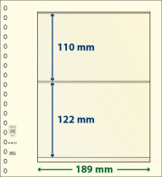 Paquet De 10 Feuilles Neutres Lindner-T 2 Bandes 122 Mm Et 110 Mm - Für Klemmbinder