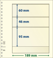 Paquet De 10 Feuilles Neutres Lindner-T 3 Bandes 95 Mm,46 Mm Et 60 Mm - For Stockbook