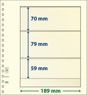 Paquet De 10 Feuilles Neutres Lindner-T 3 Bandes 59 Mm,79 Mm Et 70 Mm - Für Klemmbinder