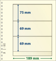 Paquet De 10 Feuilles Neutres Lindner-T 3 Bandes 69 Mm,69 Mm Et 75 Mm - Für Klemmbinder