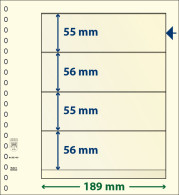 Paquet De 10 Feuilles Neutres Lindner-T 4 Bandes 56 Mm,55 Mm,56 Mm Et 55 Mm - A Bandes