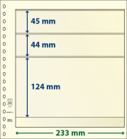 Paquet De 10 Feuilles Neutres Lindner-T 3 Bandes 124 Mm,44 Mm Et 45 Mm - For Stockbook