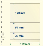 Paquet De 10 Feuilles Neutres Lindner-T 3 Bandes 38 Mm,59 Mm Et 120 Mm - A Bandes